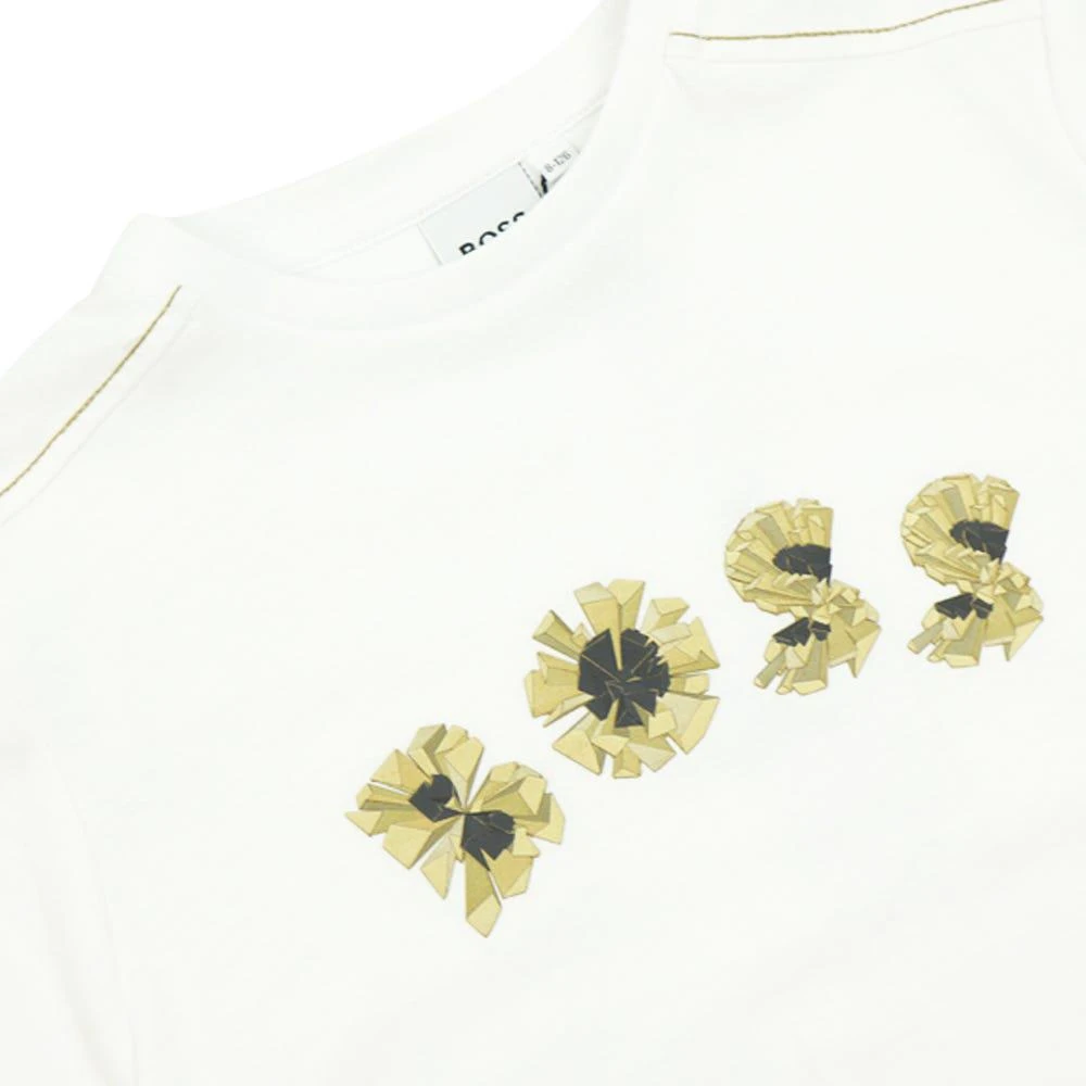 商品Hugo Boss|White Short Sleeve Gold Logo T Shirt,价格¥211,第2张图片详细描述