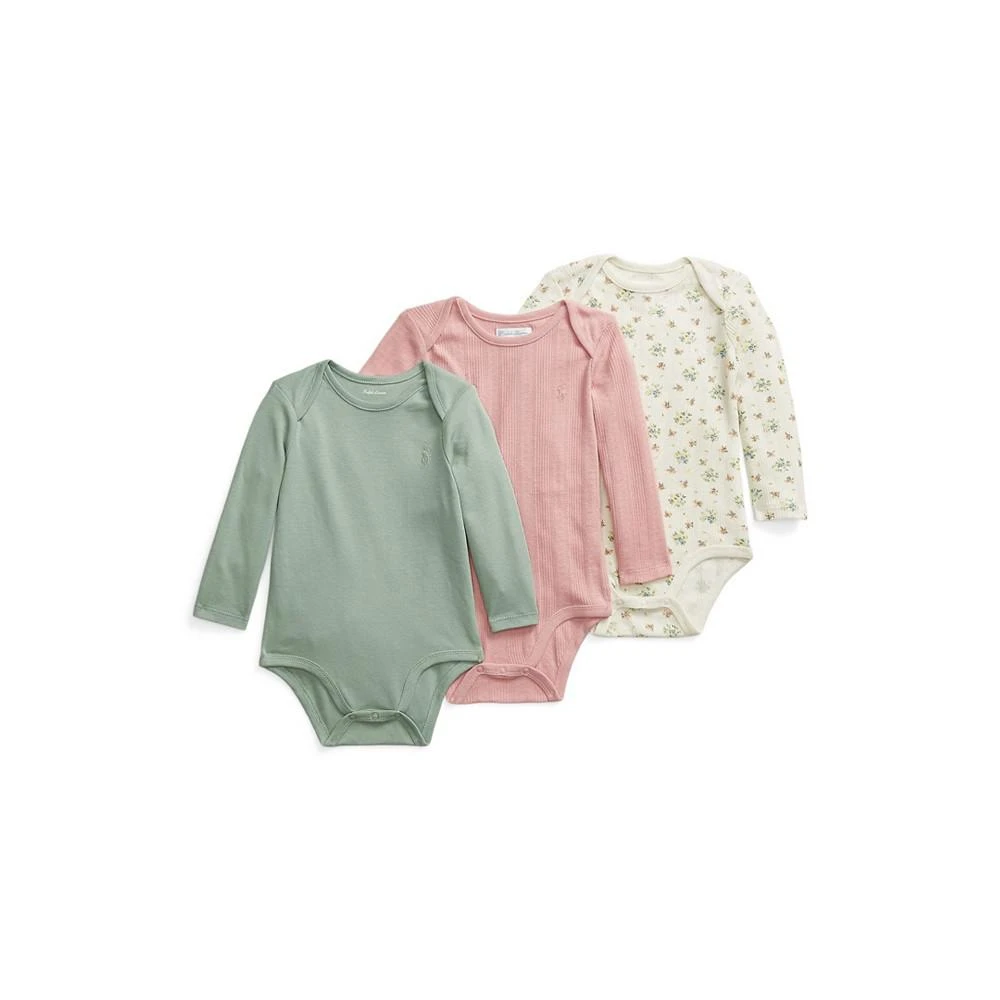商品Ralph Lauren|Baby Girls Pointelle Knit Cotton Bodysuit, Pack of 3,价格¥418,第1张图片