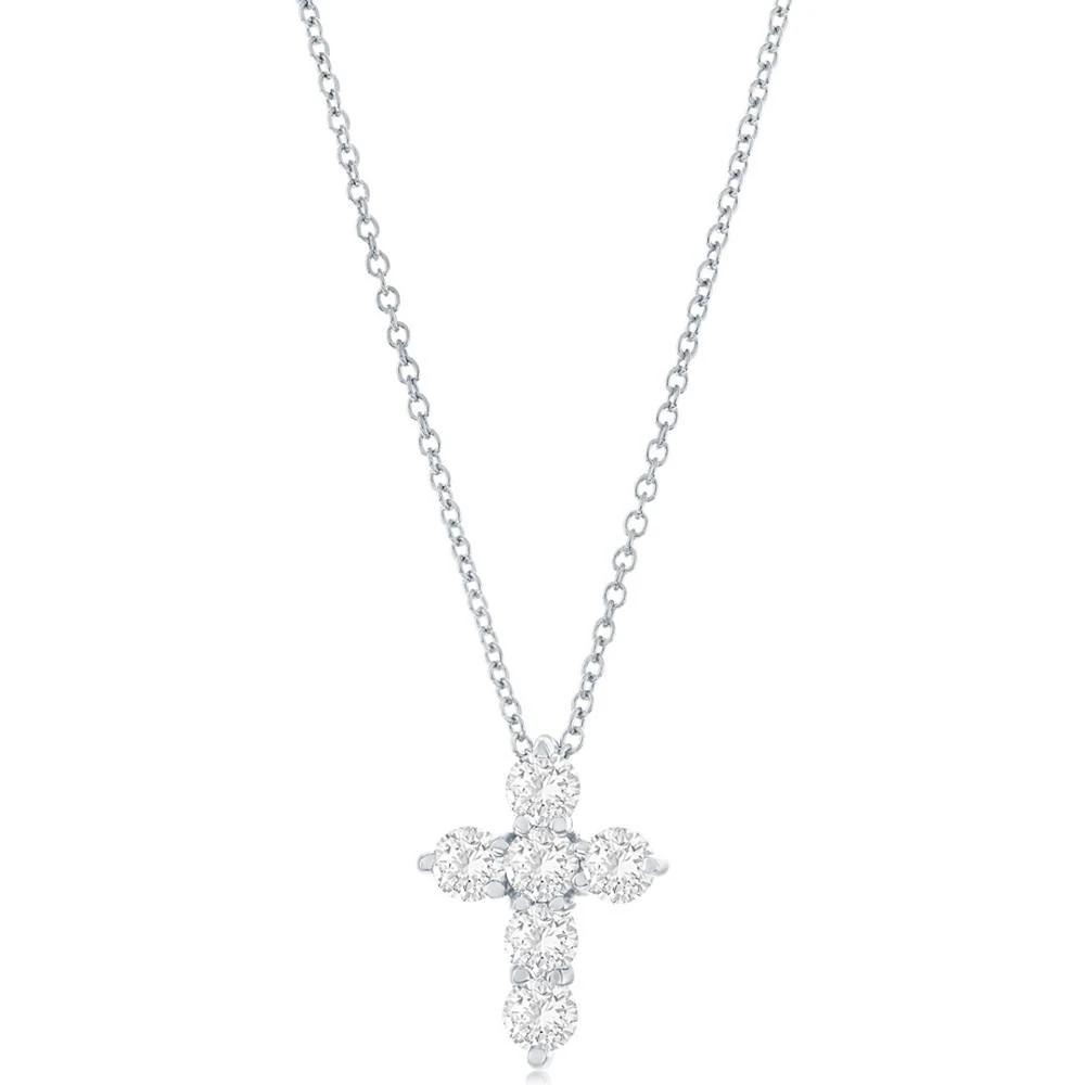 商品Macy's|Diamond Cross Pendant Necklace (3/4 ct. t.w.) in 14k White Gold, 16" + 2" Extender,价格¥24097,第3张图片详细描述