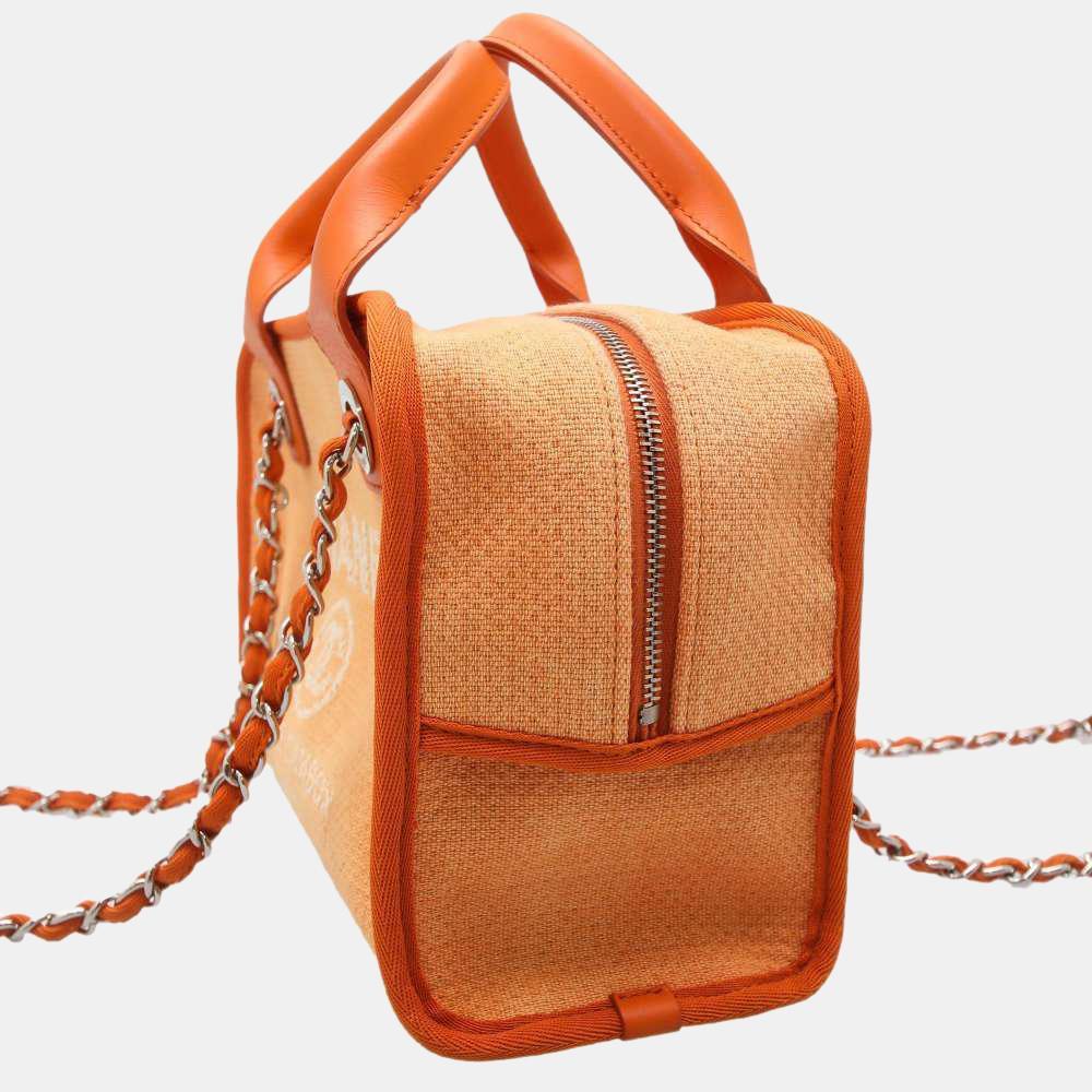 商品[二手商品] Chanel|Chanel Orange Canvas Deauville Bowling Bag,价格¥17820,第4张图片详细描述