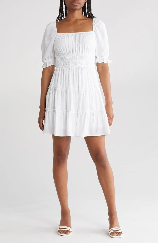 商品ROW A|Ruched Bust Puff Sleeve Mini Dress,价格¥184,第1张图片