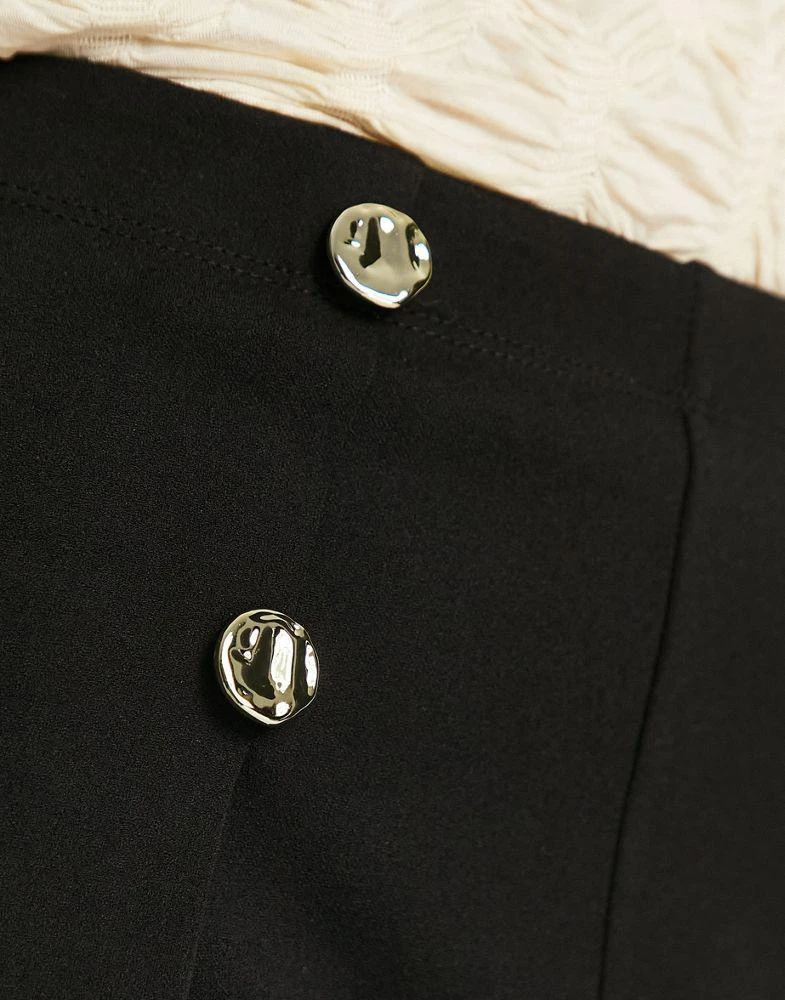 商品River Island|River Island wide leg tailored trouser with button detail in black,价格¥340,第3张图片详细描述