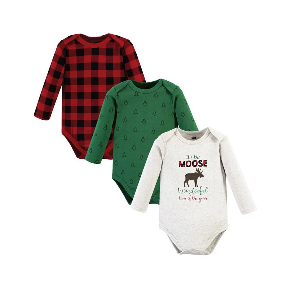 商品Hudson|Baby Girls and Boys Cotton Long-Sleeve Bodysuits, Pack of 3,价格¥105,第1张图片