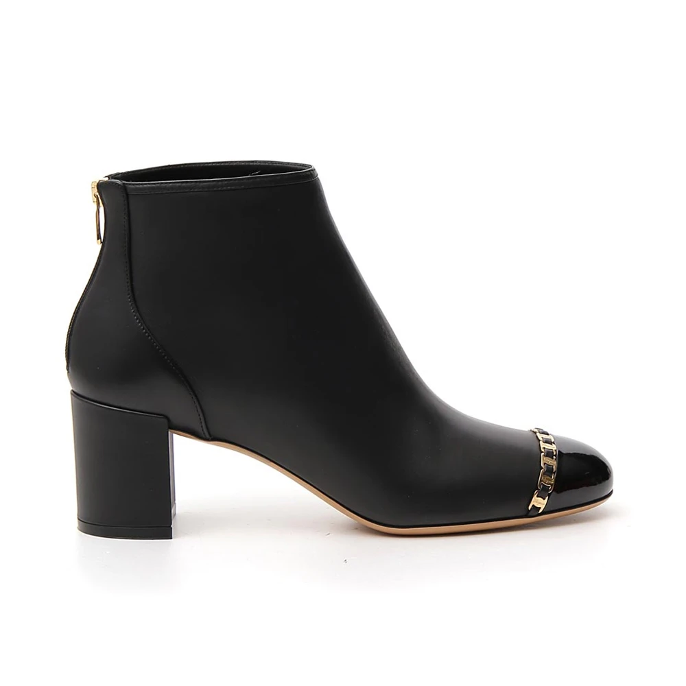 商品Salvatore Ferragamo|SALVATORE FERRAGAMO 菲拉格慕 女士黑色小牛皮踝靴 01-P057-704006,价格¥3567,第1张图片