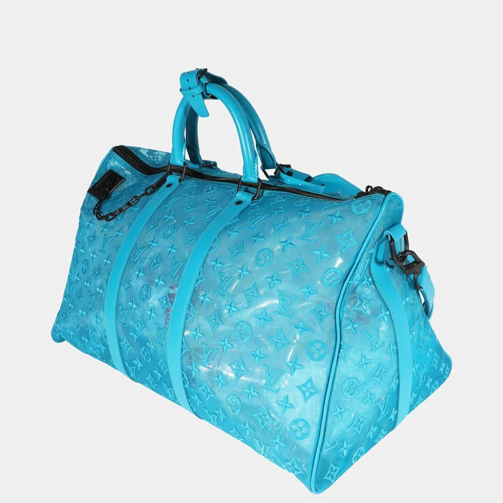 商品[二手商品] Louis Vuitton|Louis Vuitton Blue Monogram Mesh Triangle Keepall Bandouliere 50 Suitcase Bag ,价格¥33701,第2张图片详细描述