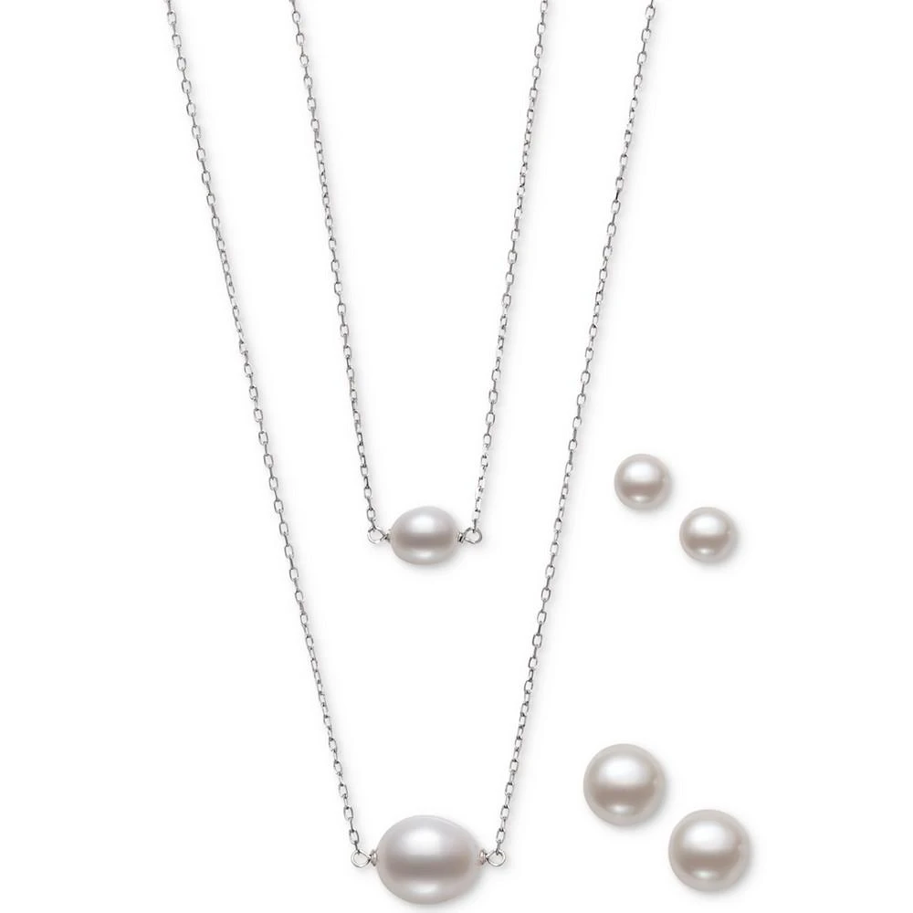 商品Belle de Mer|4-Pc. Set White Cultured Freshwater Pearl Mommy & Me Pendant Necklaces and Stud Earrings in Sterling Silver, (Also in Black, Pink, & Gray) Cultured Freshwater Pearl), Created for Macy's,价格¥2271,第4张图片详细描述