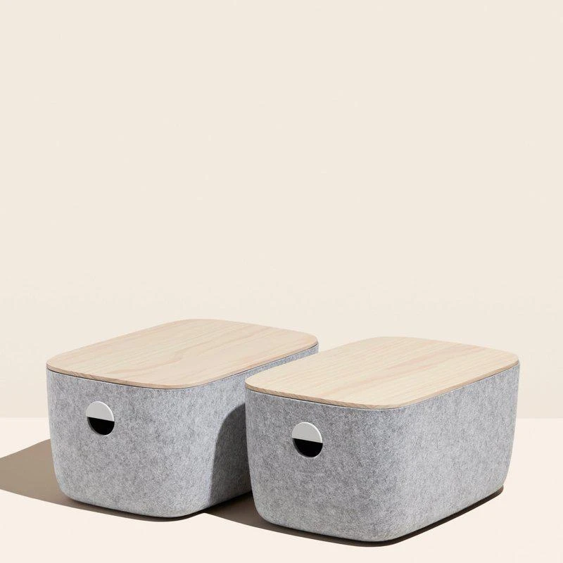 商品Open Spaces|Large Felt Storage Bins Set of 2 WITH LIDS,价格¥1117,第1张图片