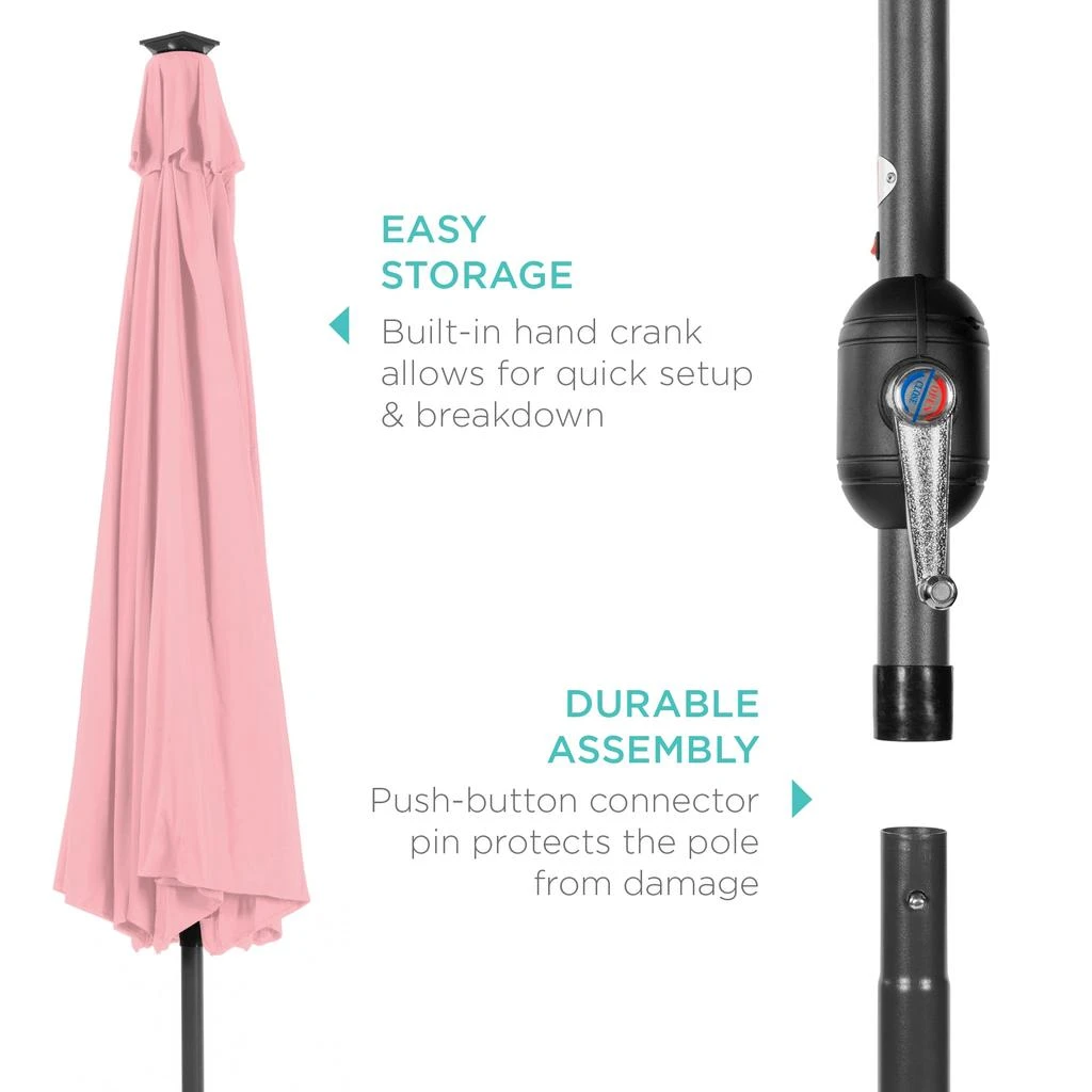 10ft Solar LED Lighted Patio Umbrella w/ Tilt Adjustment, UV-Resistant Fabric 商品