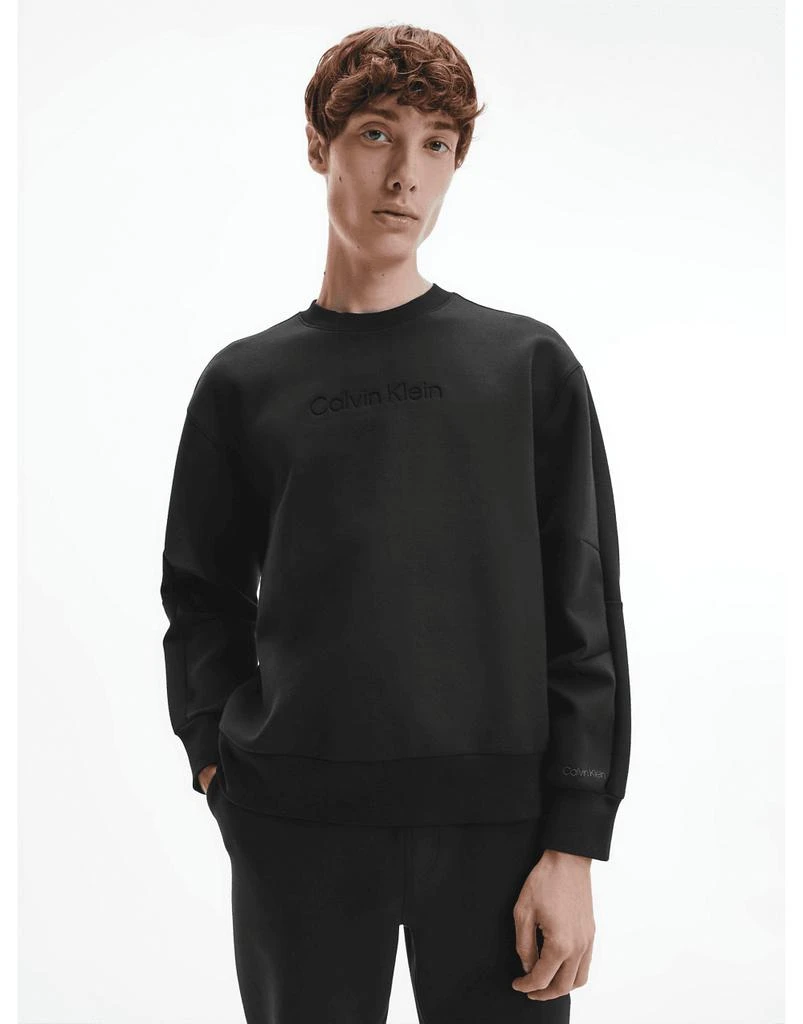 商品Calvin Klein|Calvin Klein Comfort Debossed Logo Crewneck Colour: Black,价格¥712,第1张图片