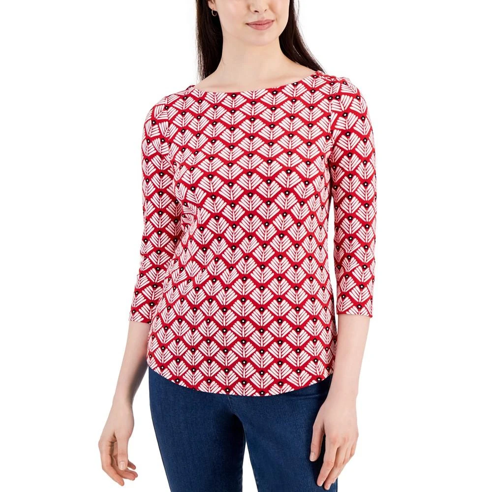 商品Charter Club|Printed 3/4-Sleeve Top, Created for Macy's,价格¥76,第1张图片