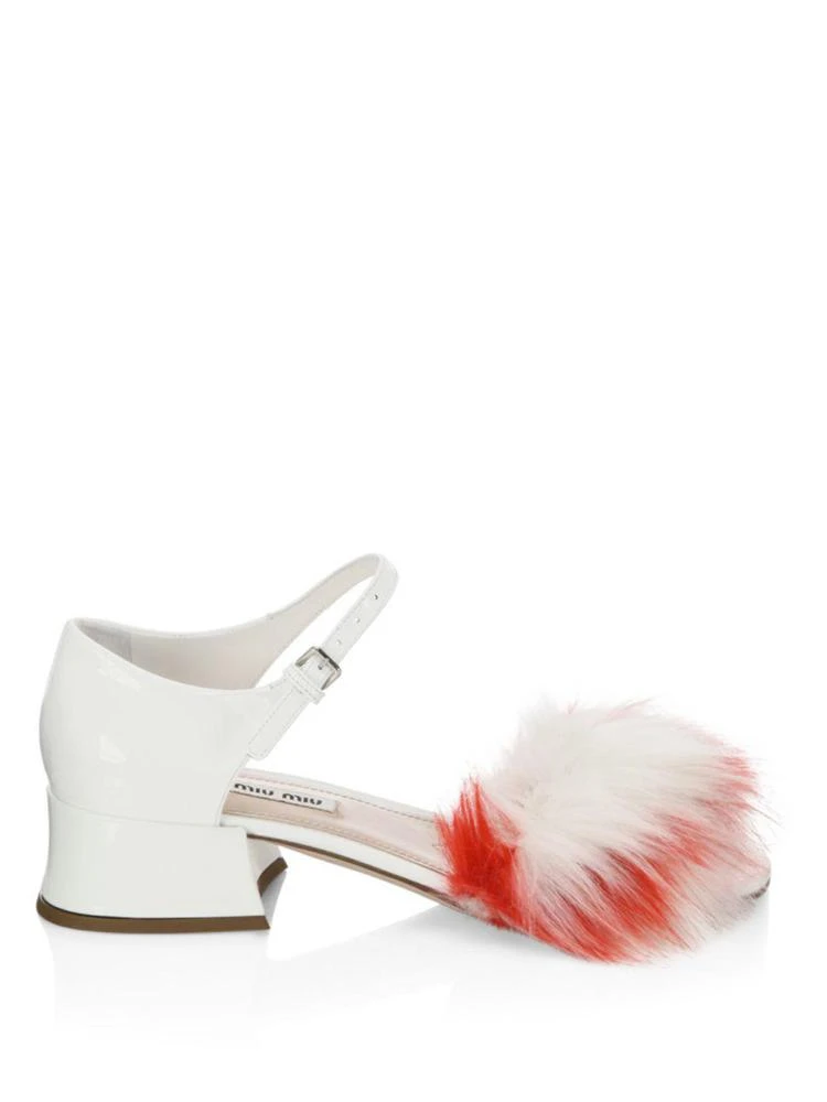 商品Miu Miu|Eco Fur & Patent Leather Ankle-Strap Sandals,价格¥4425,第5张图片详细描述