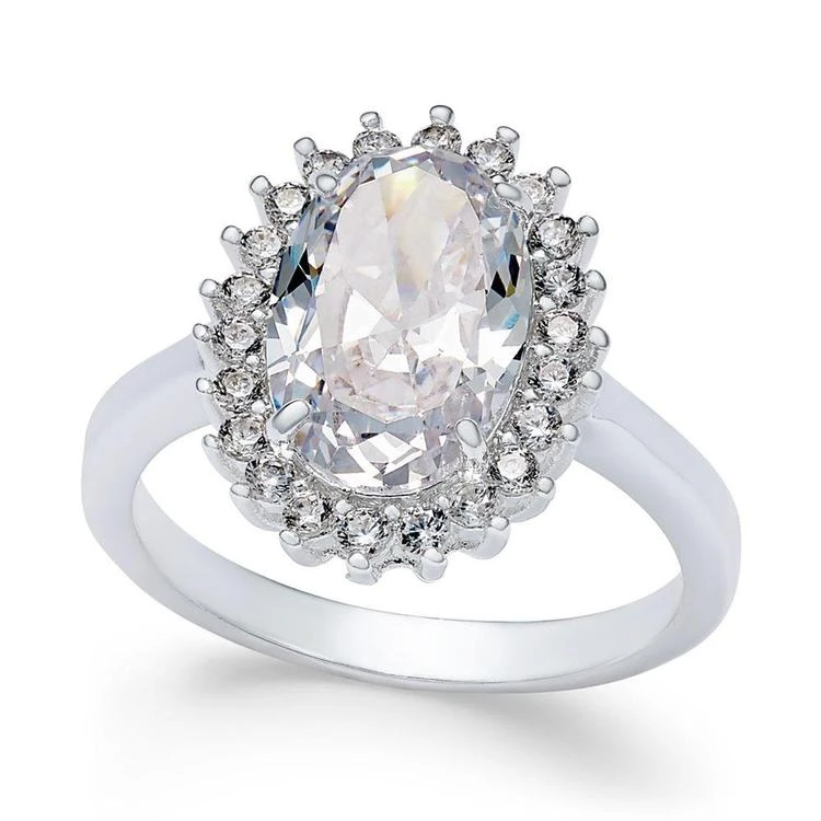 商品Charter Club|Silver-Tone Pavé & Oval Cubic Zirconia Ring, Created for Macy's,价格¥62,第2张图片详细描述