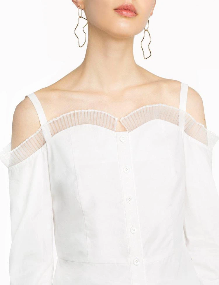 商品Pixie Market|Elle White Ruffled Cold Shoulder Dress,价格¥1046,第2张图片详细描述