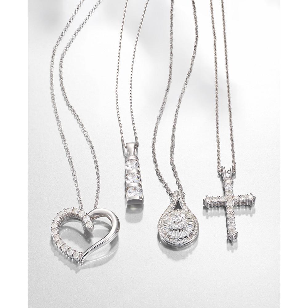 Diamond Heart Pendant Necklace (1/2 ct. t.w.) in Sterling Silver, 16 inches + 2 inch extender商品第4张图片规格展示