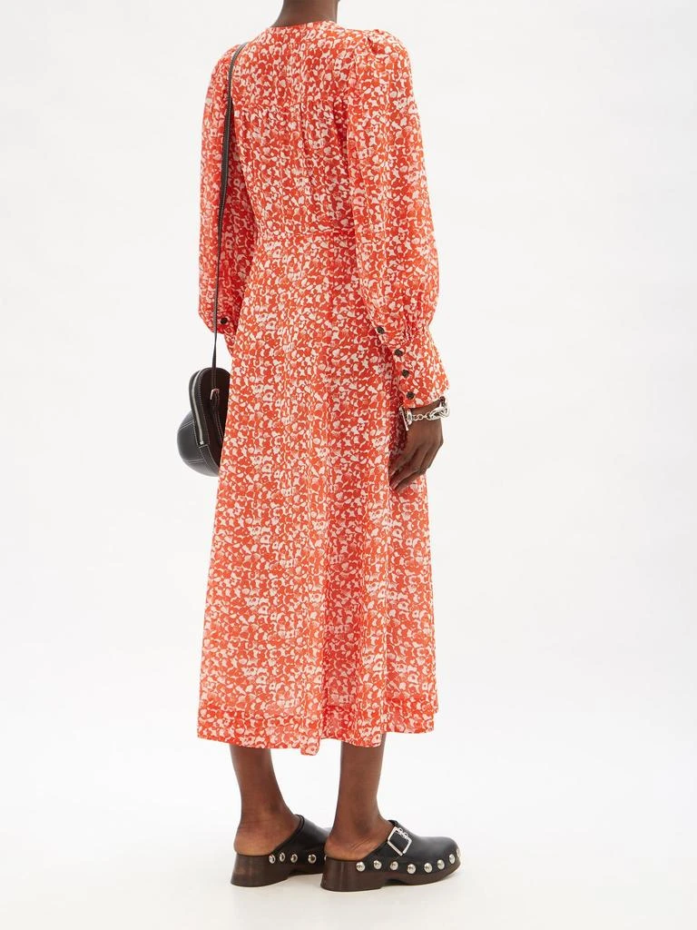 商品Ganni|Balloon-sleeve floral-print crepe midi dress,价格¥993,第5张图片详细描述