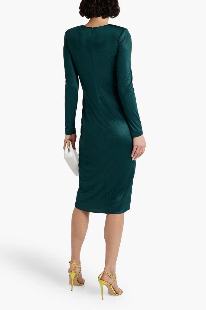 商品Badgley Mischka|Wrap-effect draped satin-jersey dress,价格¥1898,第3张图片详细描述