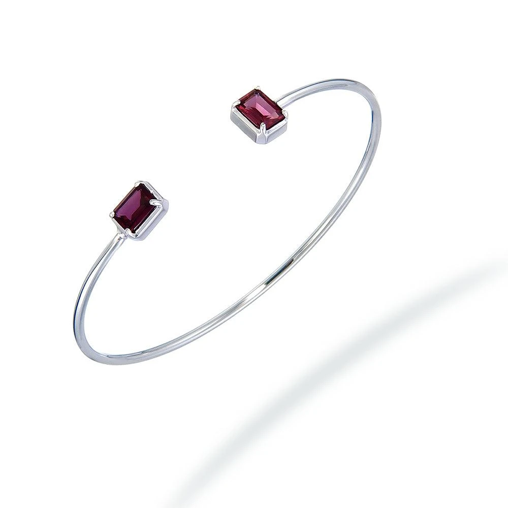 商品Vir Jewels|Garnet Cuff Bangle With Rhodium Plating (1.50 CT),价格¥397,第2张图片详细描述