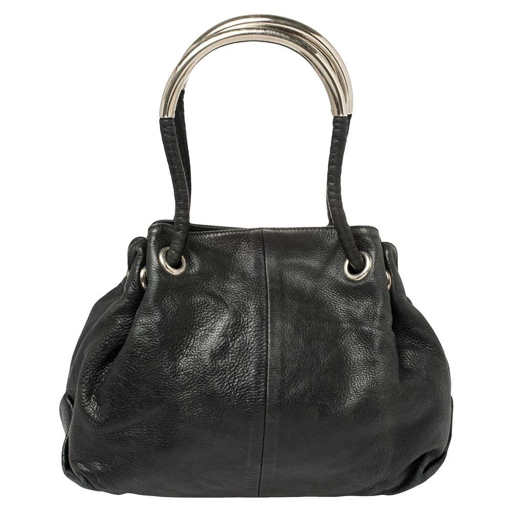 商品[二手商品] Furla|Furla Black Leather Drawstring Metal Handle Shoulder Bag,价格¥813,第4张图片详细描述