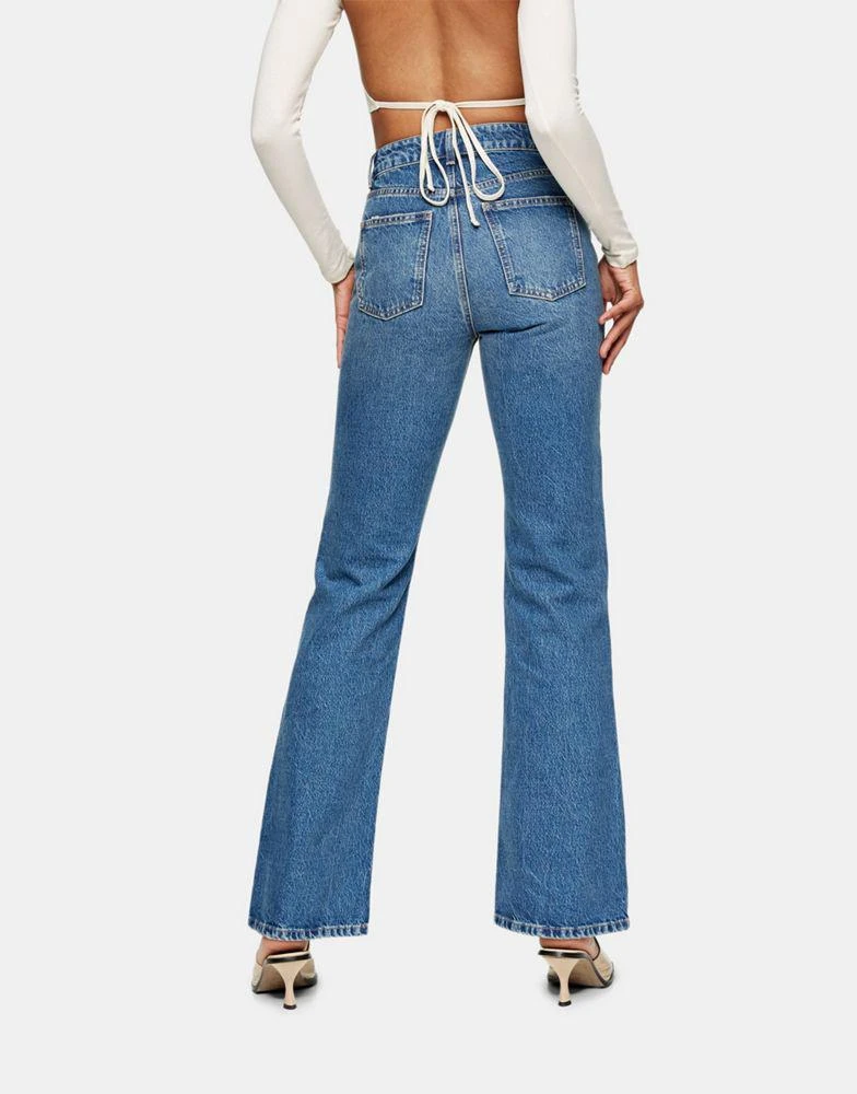 商品Topshop|Topshop 90s flare cotton blend jeans in mid blue  - MBLUE,价格¥412,第2张图片详细描述