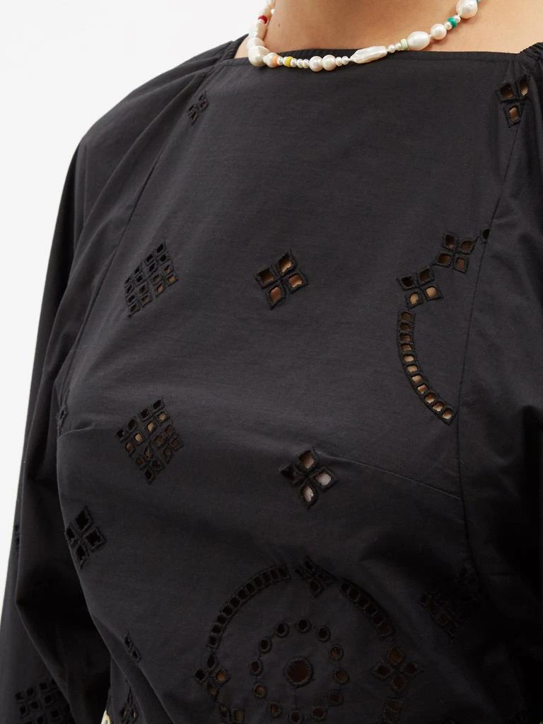 商品Ganni|Tie-back broderie-anglaise organic-cotton blouse,价格¥847,第3张图片详细描述