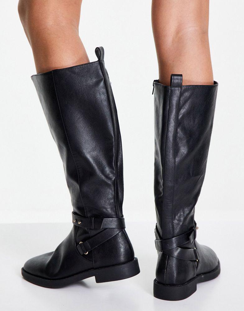 ASOS DESIGN Wide Fit Cady knee high riding boots in black商品第3张图片规格展示