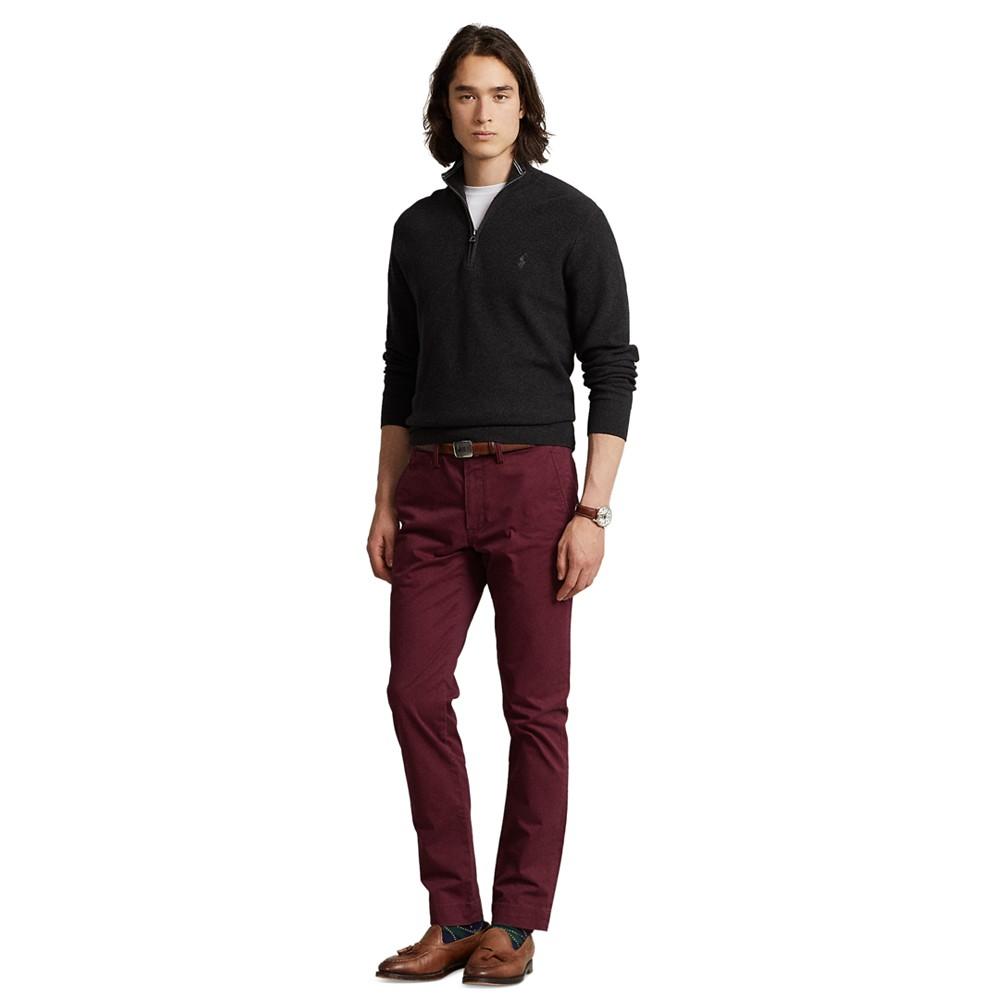Men's Mesh-Knit Cotton Quarter-Zip Sweater商品第4张图片规格展示