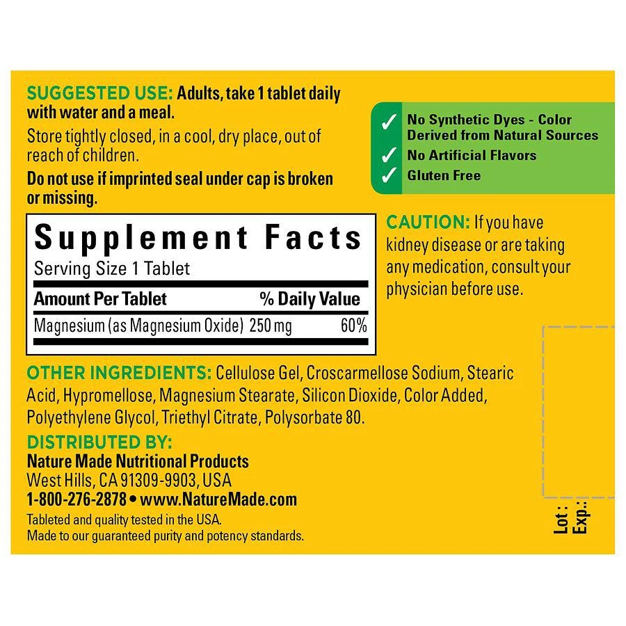 商品Nature Made|Magnesium Oxide 250 mg Tablets,价格¥41,第4张图片详细描述