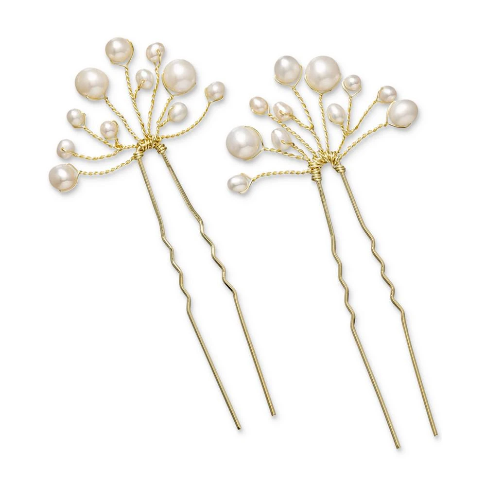 商品Macy's|2-Pc. Set Cultured Freshwater Pearl (3-1/2mm-7-1/2mm) Spray Hair Pins in 18k Gold-Plated Brass,价格¥280,第1张图片