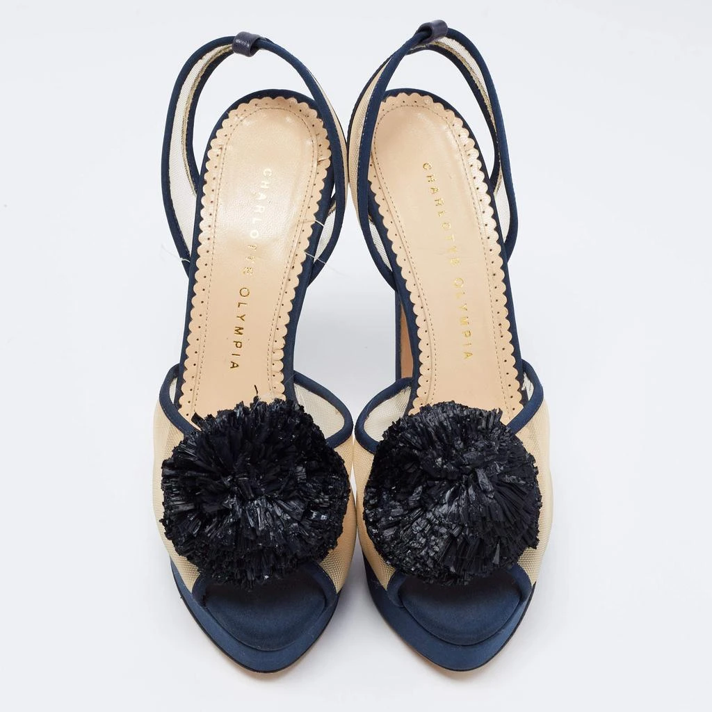 商品[二手商品] Charlotte Olympia|Charlotte Olympia Blue Suede Trim And Mesh Pomoline Pom Pom Platform Sandals Size 37,价格¥1222,第3张图片详细描述