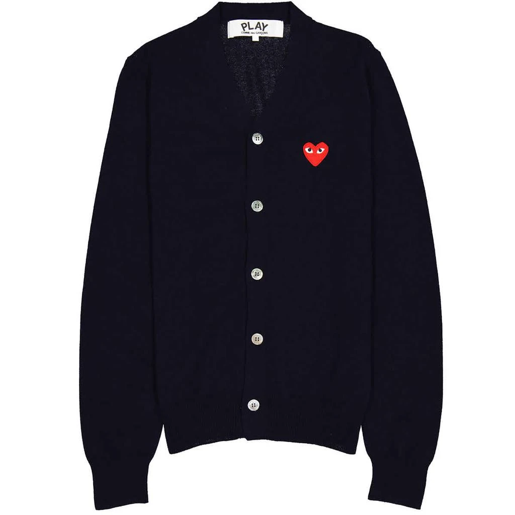 商品Comme des Garcons|Comme Des Garcons Mens Heart Logo Cardigan In Navy, Size Small,价格¥1391,第1张图片