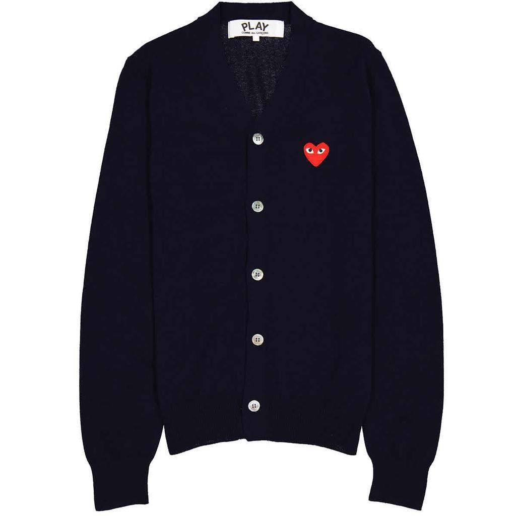 商品Comme des Garcons|Comme Des Garcons Mens Heart Logo Cardigan In Navy, Size Large,价格¥1367,第1张图片