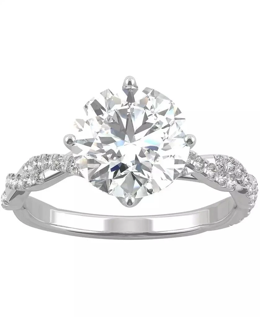 商品Charles & Colvard|Moissanite Twist Engagement Ring (2-1/3 ct. t.w. DEW) in 14k White Gold,价格¥12100,第1张图片
