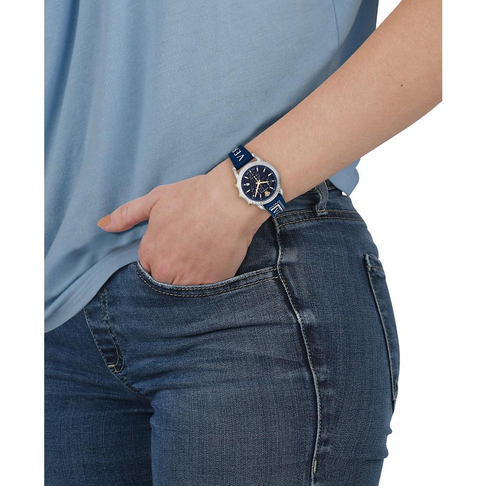Women's Chronograph Sport Tech Blue Silicone Strap Watch 40mm商品第4张图片规格展示