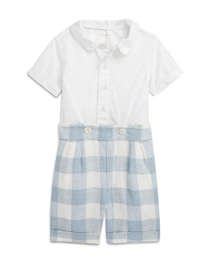 商品Ralph Lauren|Boys' Cotton Shirt & Gingham Linen Shorts Set - Baby,价格¥1262,第1张图片