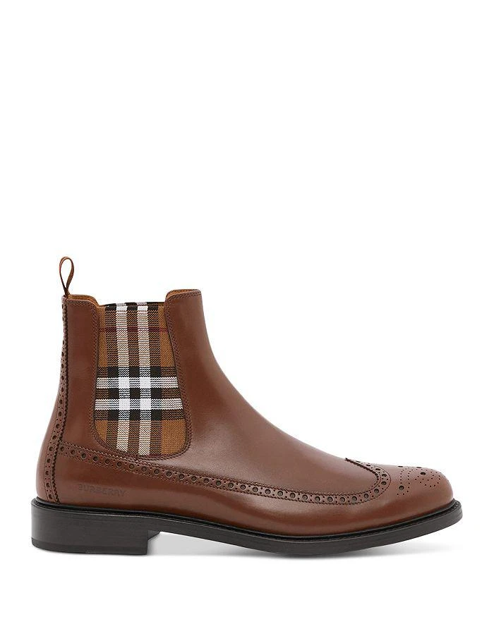 商品Burberry|Men's Tanner Check Pull On Wingtip Chelsea Boots,价格¥3988,第3张图片详细描述