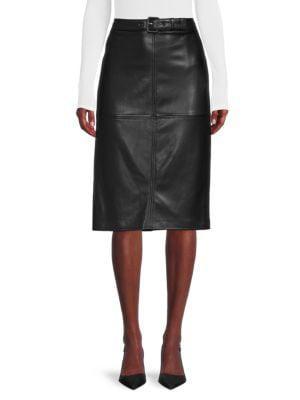 商品Tahari|Faux Leather Belted Pencil Skirt,价格¥886,第1张图片