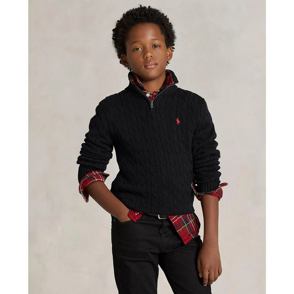商品Ralph Lauren|Big Boys Cable-Knit Cotton Quarter-Zip Sweater,价格¥638,第3张图片详细描述