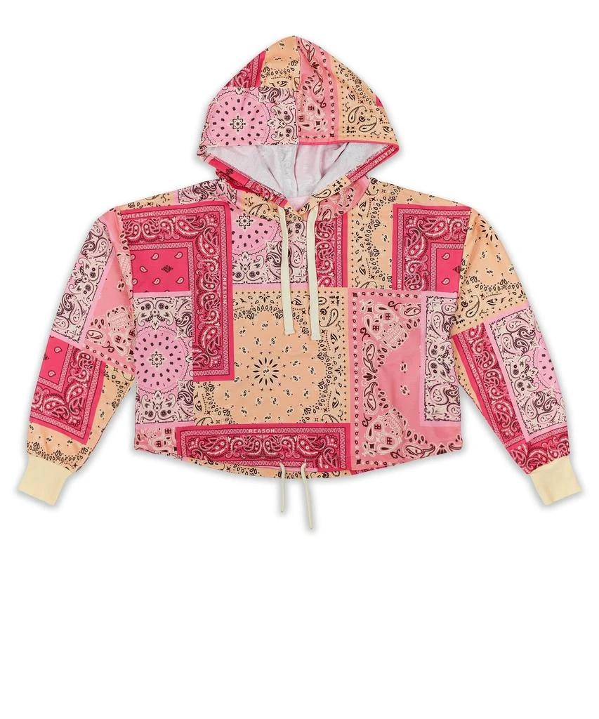 商品Reason Clothing|Womens Paisley Raw Edge Crop Hoodie,价格¥119,第4张图片详细描述