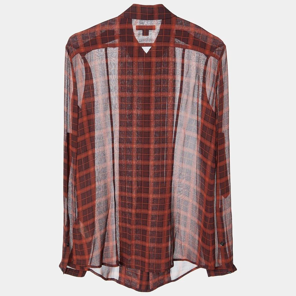 商品[二手商品] Burberry|Burberry Brit Brick Red Plaid Check Silk Crepe Pleated Shirt XS,价格¥990,第2张图片详细描述