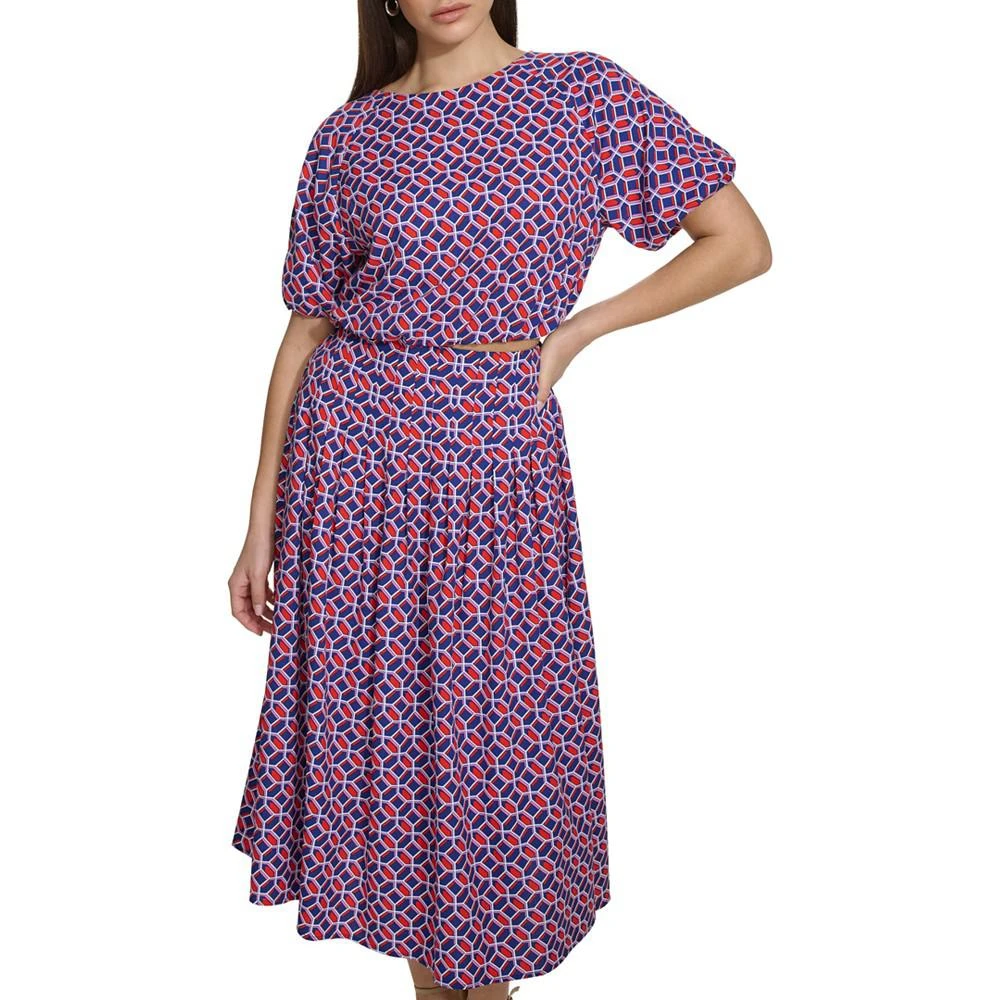 商品Kensie|Women's Geo-Print Puff-Sleeve Midi 2-Pc. Dress,价格¥599,第4张图片详细描述