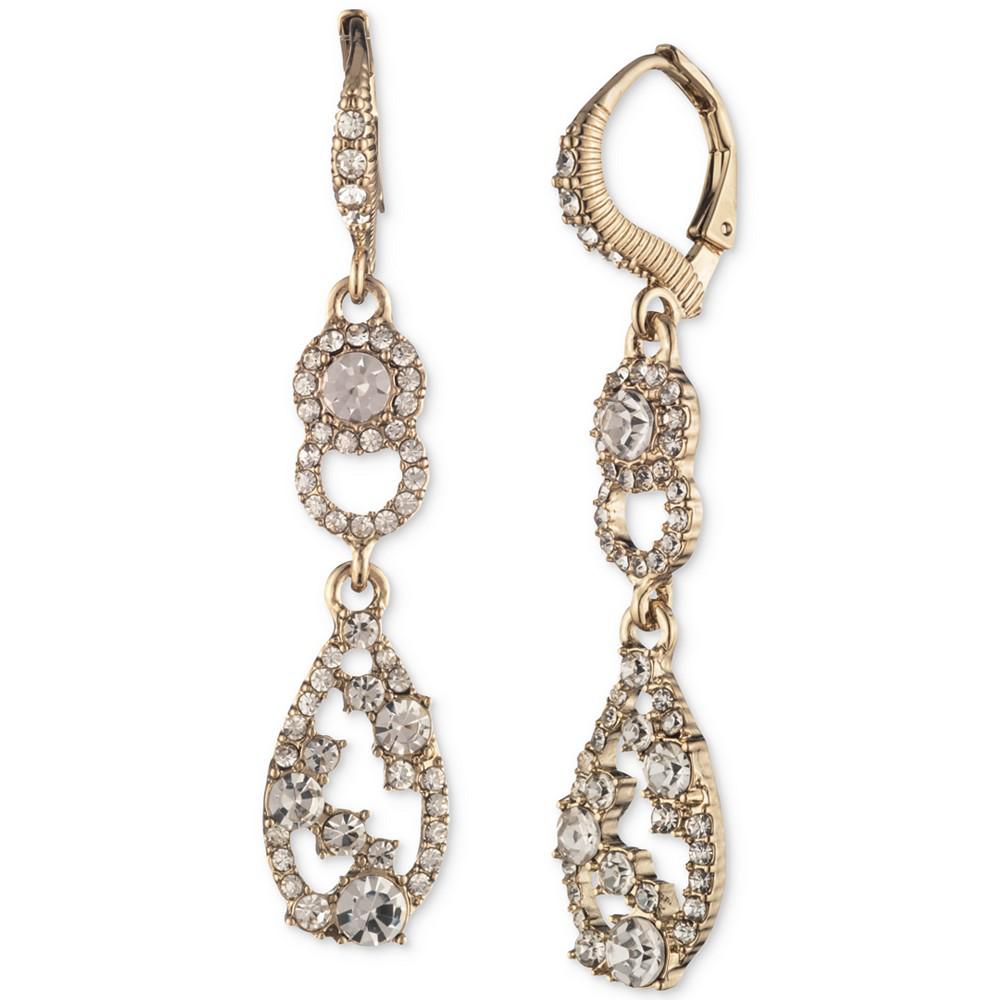 Silver-Tone Crystal Pear-Shape Double Drop Earrings商品第1张图片规格展示