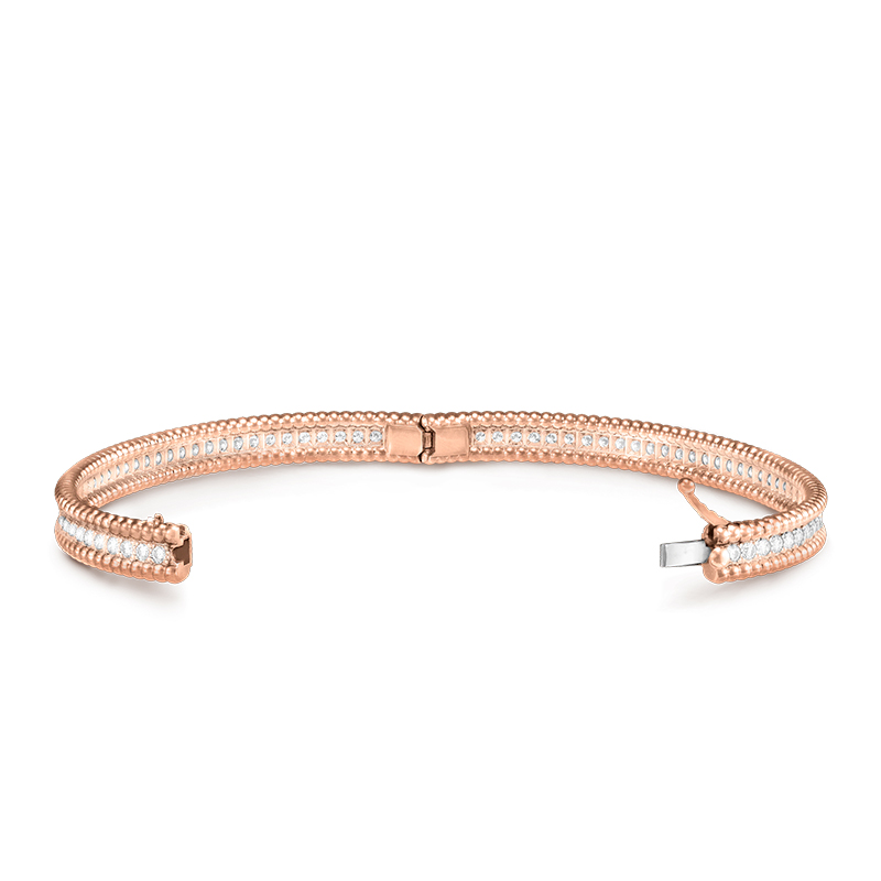 Van Cleef & Arpels/梵克雅宝 Perlée diamants系列 18K金玫瑰金镶嵌单排钻石手镯VCARP27F00商品第3张图片规格展示