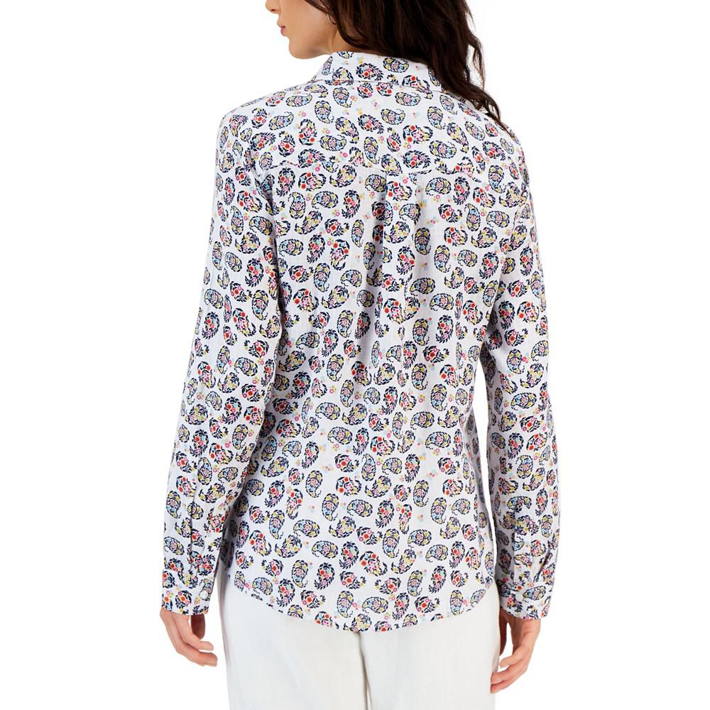 Women Paisley-Print Linen Shirt, Created for Macy's商品第2张图片规格展示