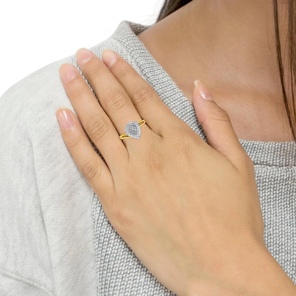 商品Haus of Brilliance|10K Yellow Gold 1/2 Cttw Round and Baguette-Cut Diamond Pear Ring,价格¥8814,第5张图片详细描述