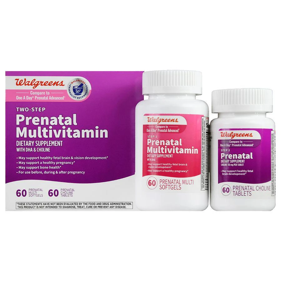 商品Walgreens|Two-Step Prenatal Multivitamin with DHA & Choline Softgels & Tablets,价格¥171,第1张图片