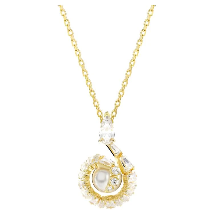 商品[国内直发] Swarovski|施华洛世奇 蛇形珍珠吊坠 仿水晶 项链 女款 金色,价格¥1198,第1张图片