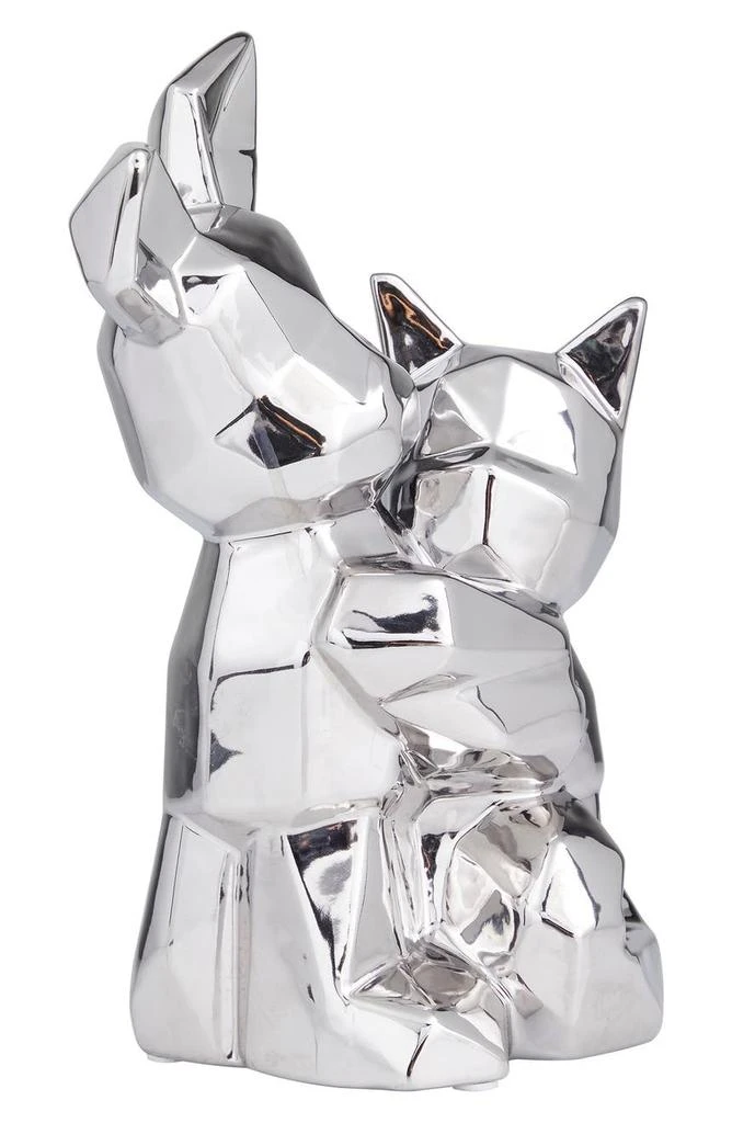 Silvertone Porcelain Cubist Dog Sculpture 商品