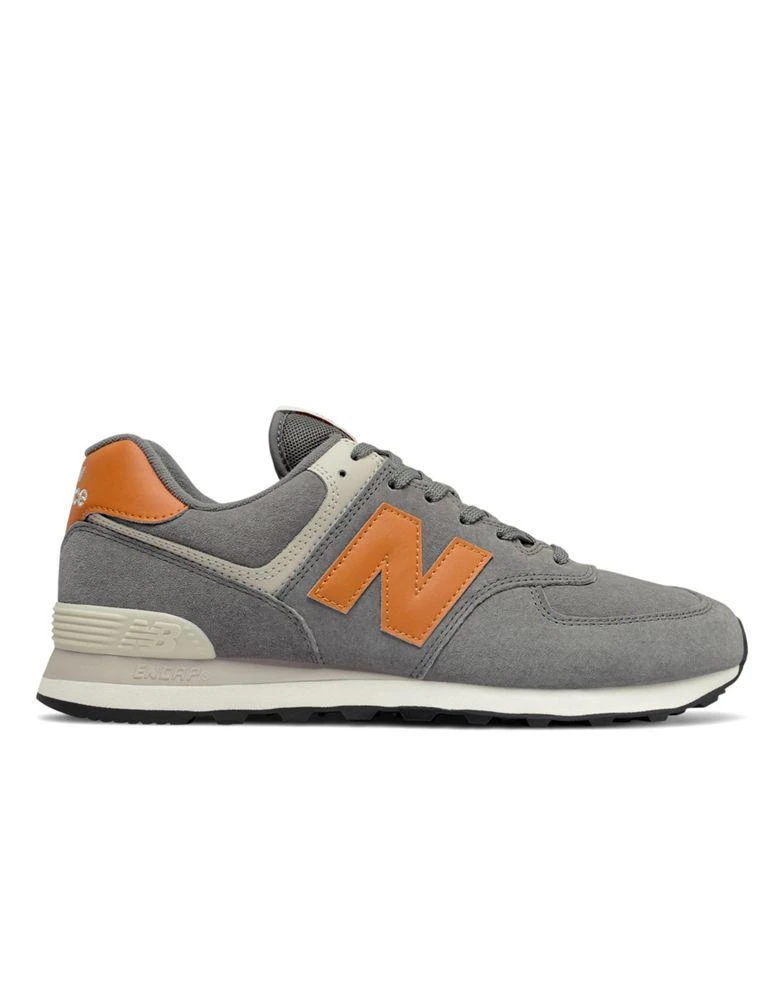 商品New Balance|New Balance 574 trainers in grey and orange,价格¥472,第1张图片