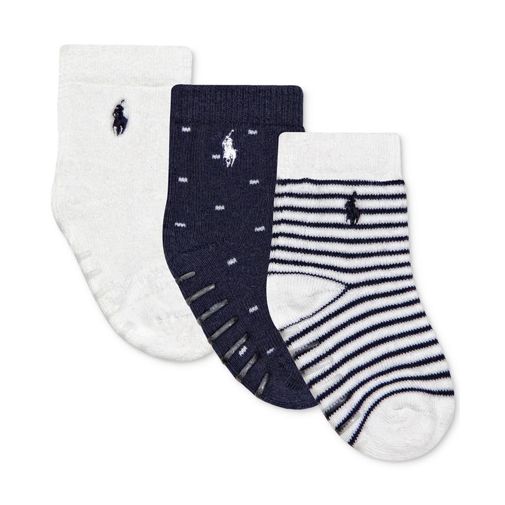 商品Ralph Lauren|Ralph Lauren Baby Boys 3-Pack Cushioned Crew Socks,价格¥112,第1张图片