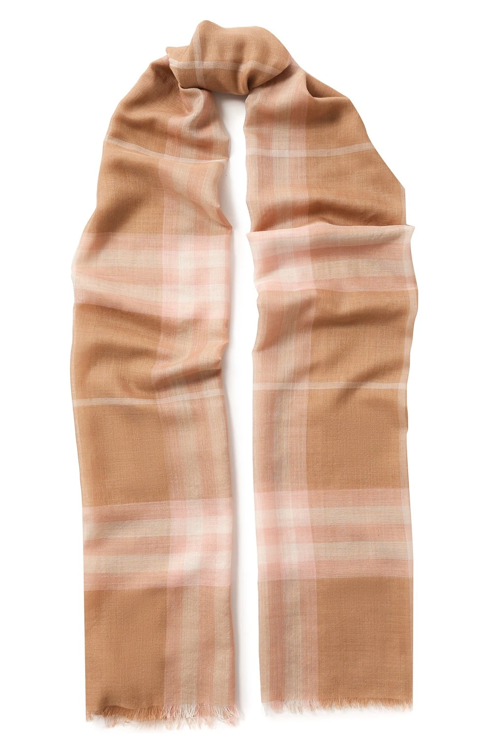 商品Burberry|BURBERRY 女士米色格纹羊毛丝混纺围巾 8015811,价格¥2135,第1张图片